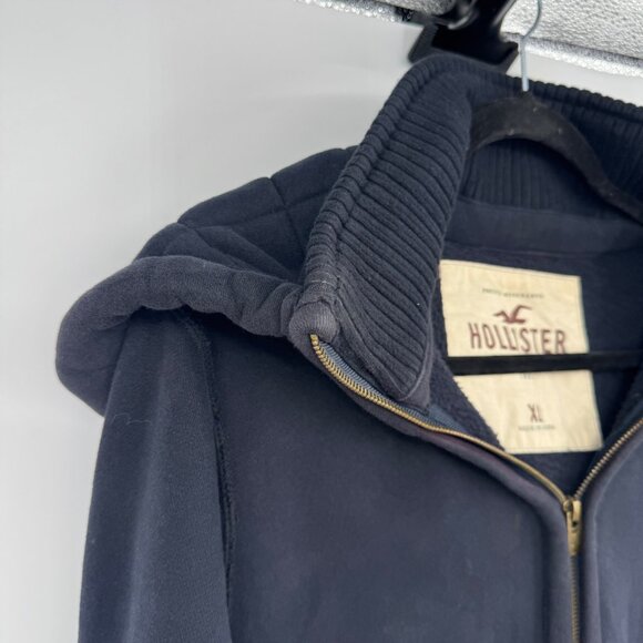 Hollister Co. Men's Navy and Blue Hoodie Unisex woman’s too baby thick collar si - Picture 3 of 10